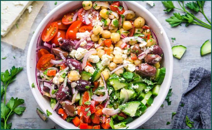 Greek Salad with Chickpeas and Feta